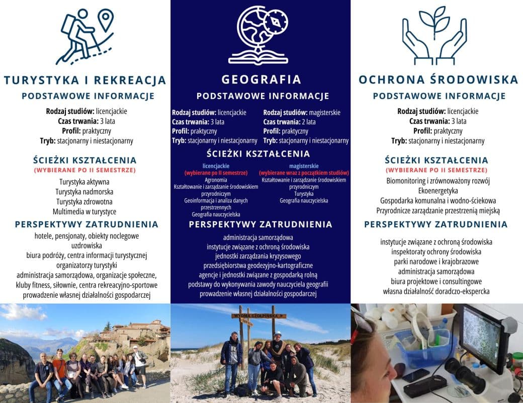 Instytut Geografii zaprasza na studia na kierunkach: