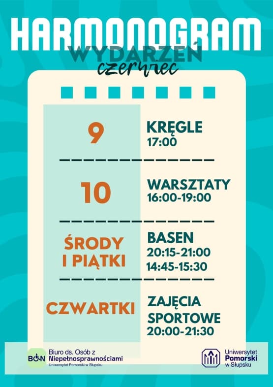 Harmonogram wydarzeń w czerwcu