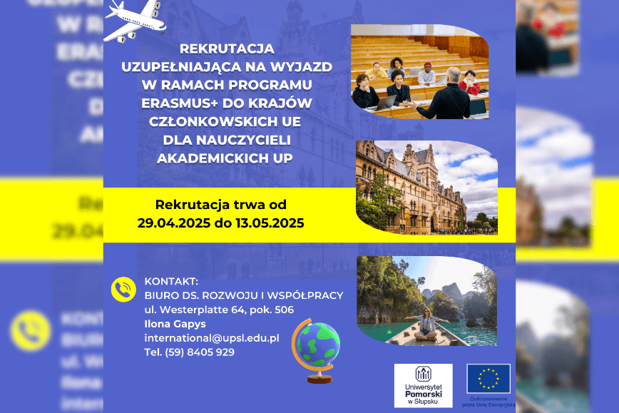 Rekrutacja uzupełniająca na wyjazd w ramach programu Erasmus+ dla nauczycieli akademickich UP