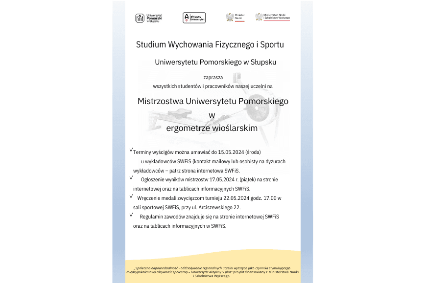 Mistrzostwa Uniwersytetu Pomorskiego w ergometrze wioślarskim