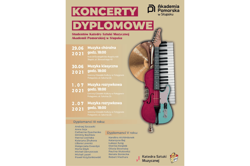 Koncerty Dyplomowe studentów Katedry Sztuki Muzycznej