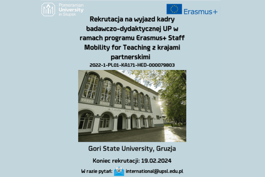 Rekrutacja na wyjazd kadry badawczo-dydaktycznej UP w ramach programu Erasmus+ - Gruzja