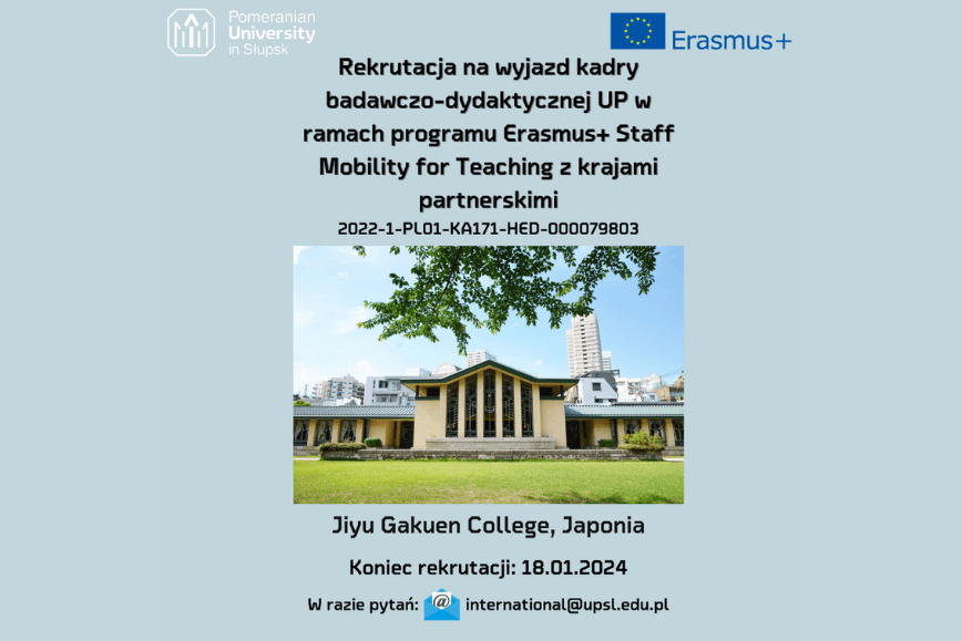 Rekrutacja na wyjazd kadry badawczo-dydaktycznej UP w ramach programu Erasmus+ - Japonia